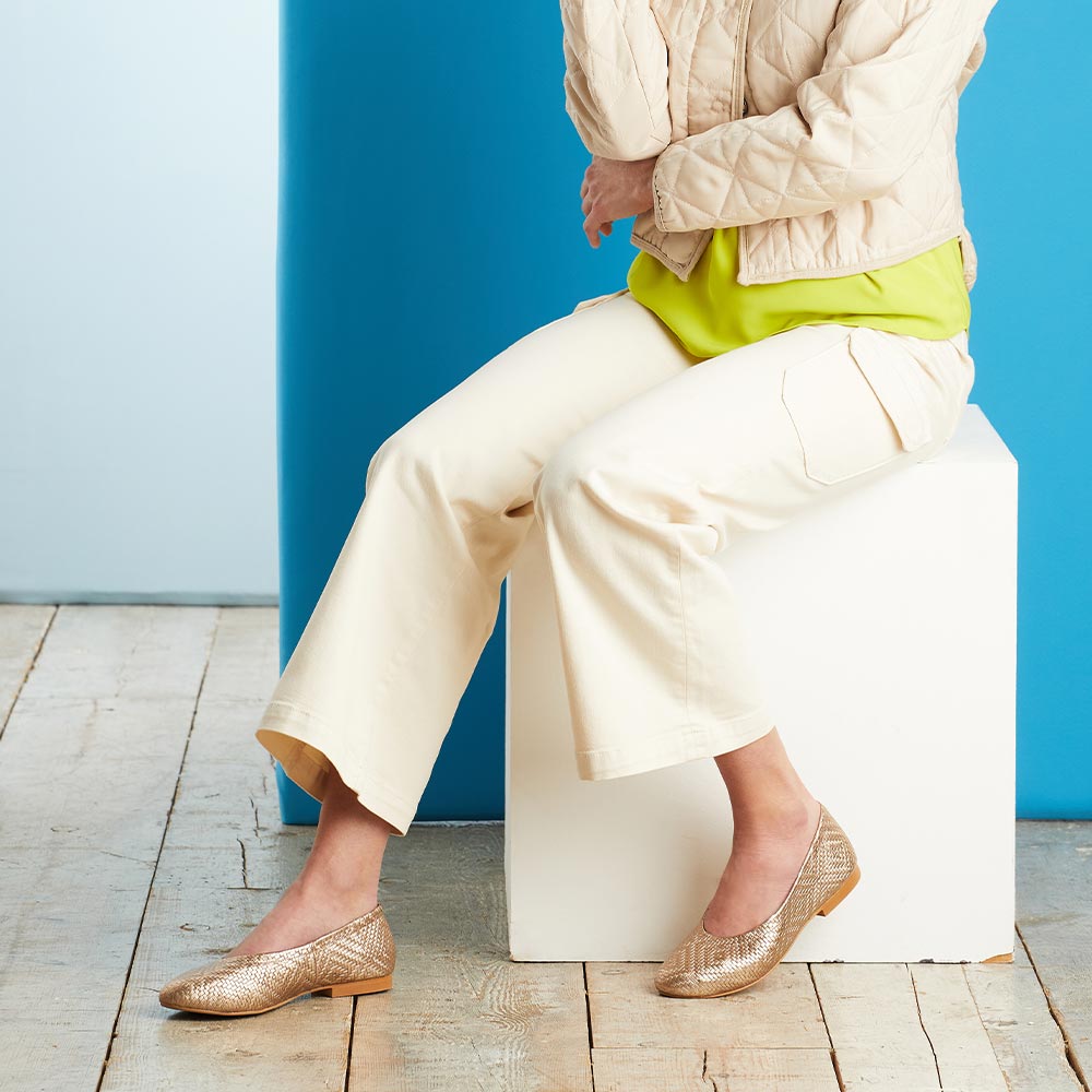 Luna: Metallic Weave Leather Shoes Sole Bliss