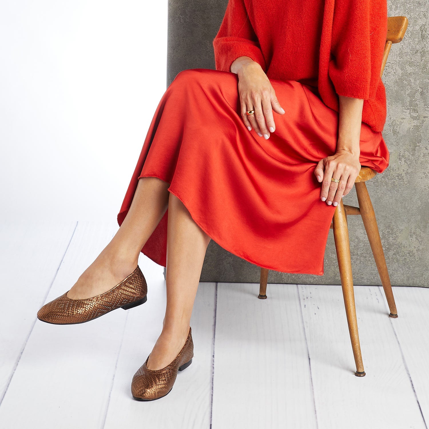 Luna: Bronze Weave Leather Shoes Sole Bliss