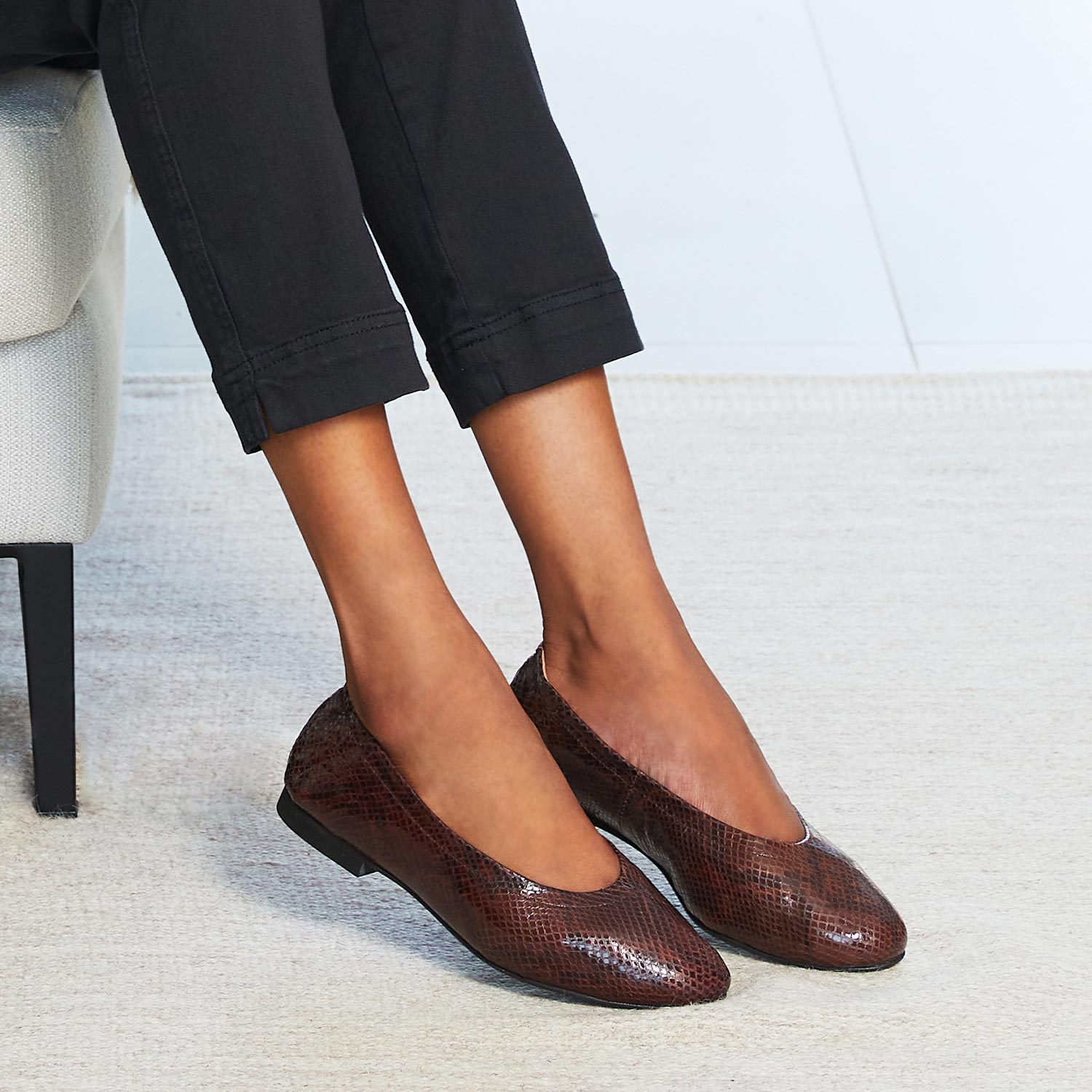 Luna: Brown Snake Print Leather Shoes Sole Bliss