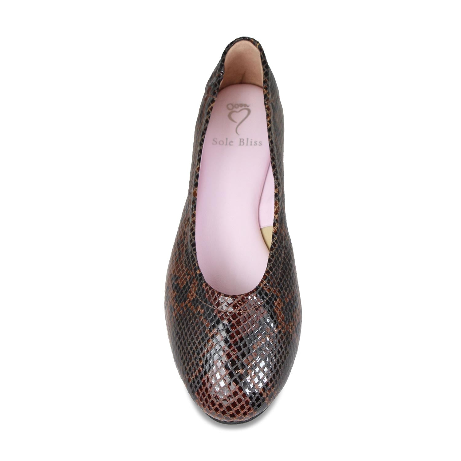 Luna: Brown Snake Print Leather Shoes Sole Bliss