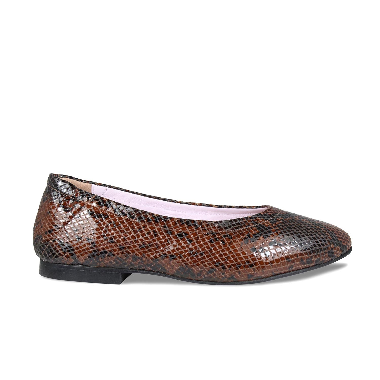 Luna: Brown Snake Print Leather Shoes Sole Bliss
