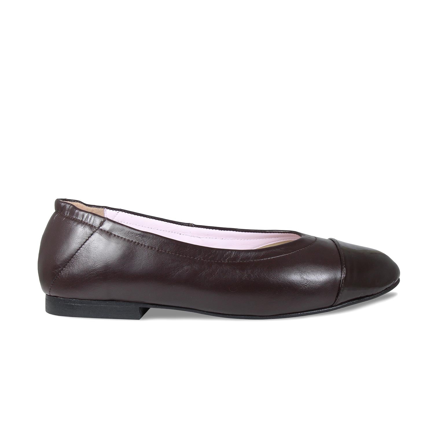 Luna: Brown Leather & Patent Shoes Sole Bliss