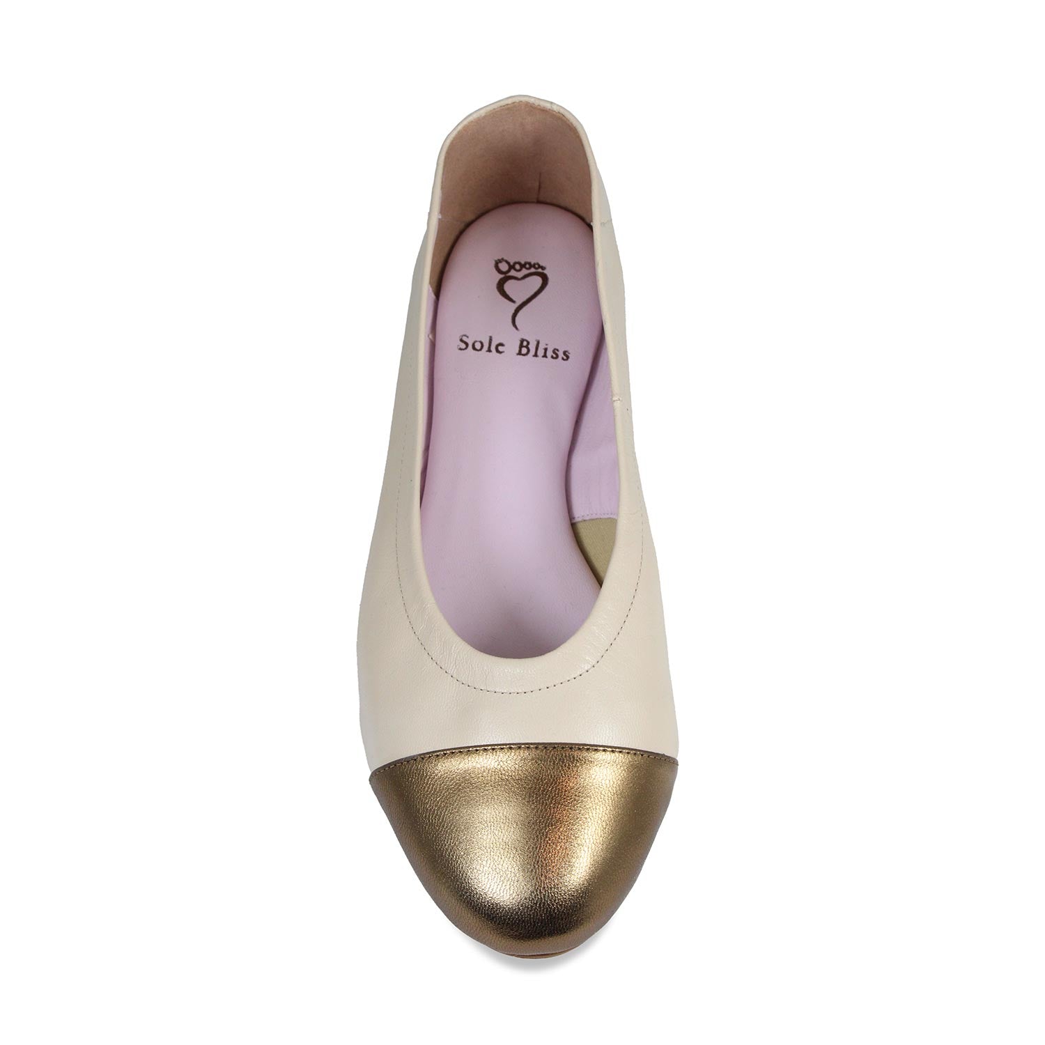 Luna: Cream Leather & Bronze Shoes Sole Bliss