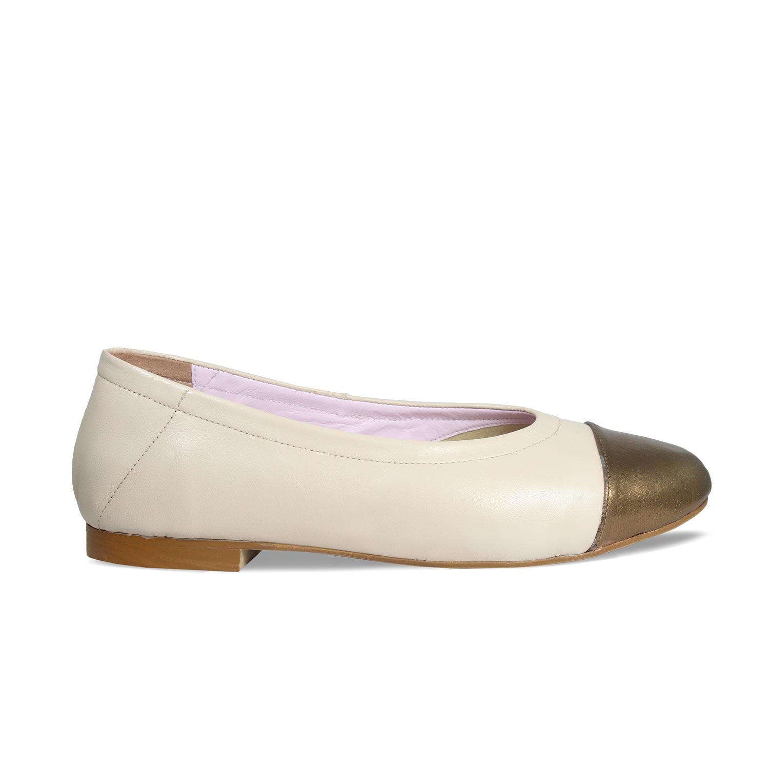 Luna: Cream Leather & Bronze Shoes Sole Bliss
