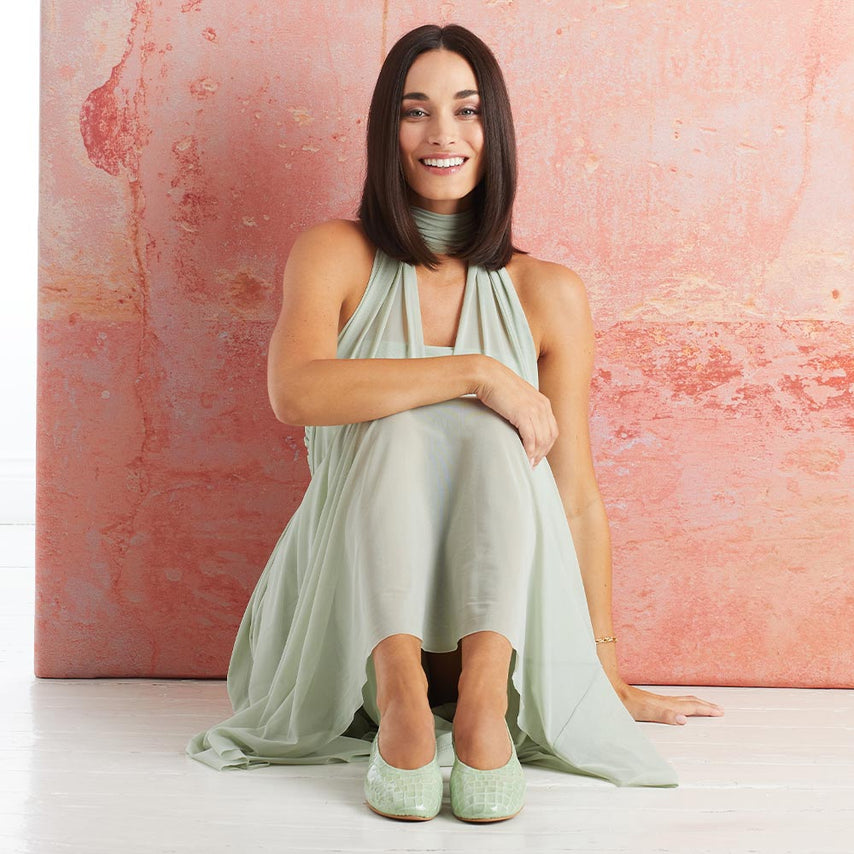 Luna: Mint Croc Patent Leather Shoes Sole Bliss