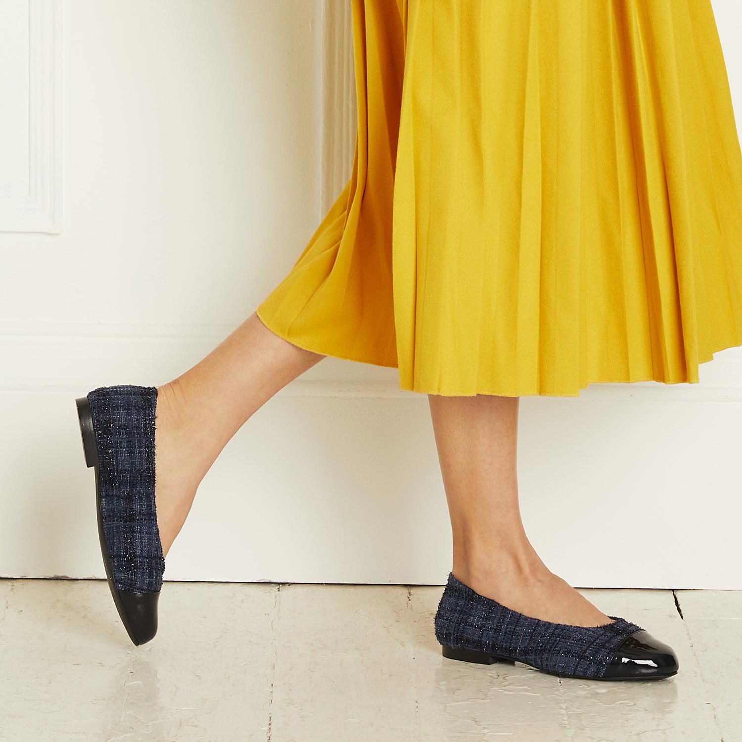 Luna: Navy Tweed & Patent Shoes Sole Bliss