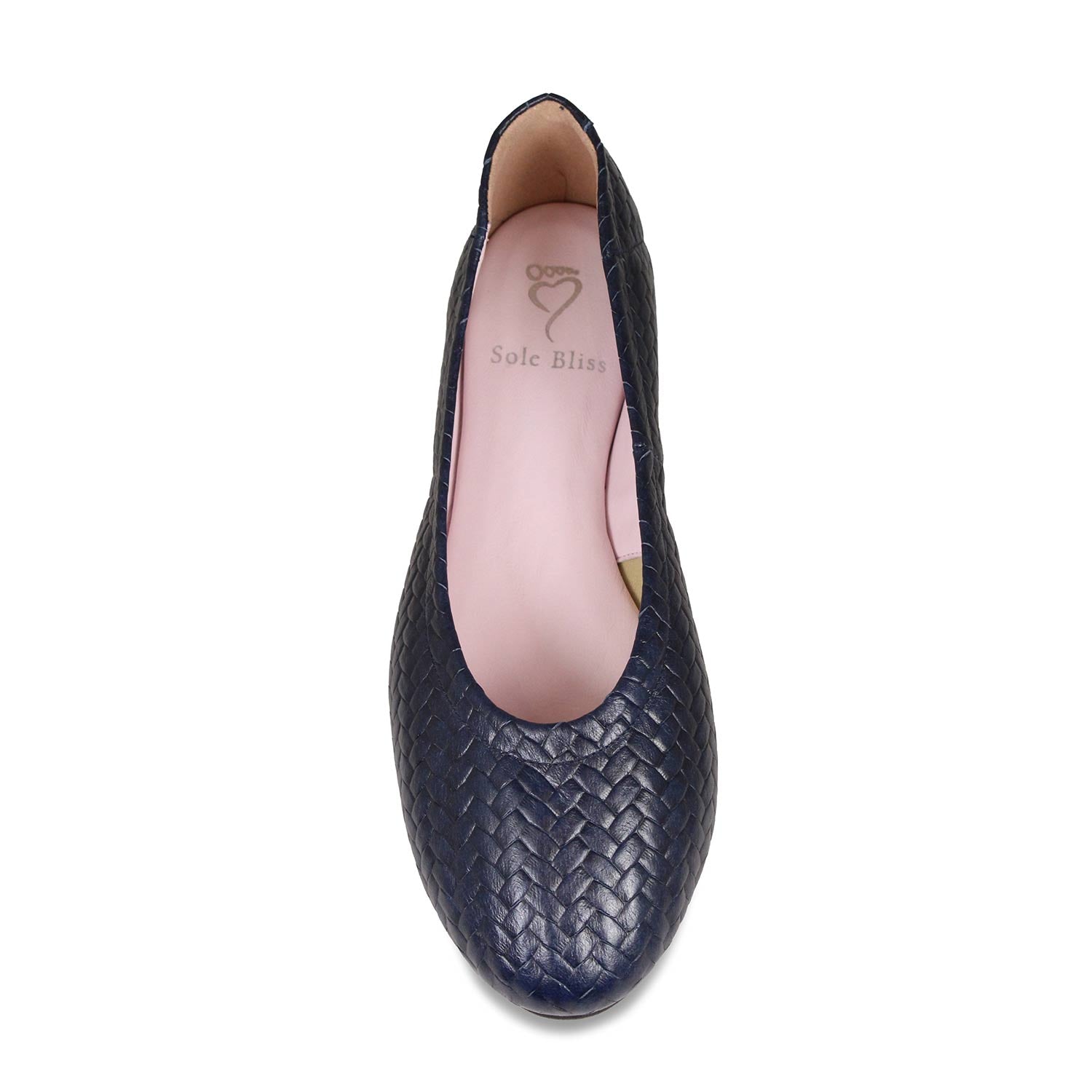 Luna: Navy Weave Leather Shoes Sole Bliss