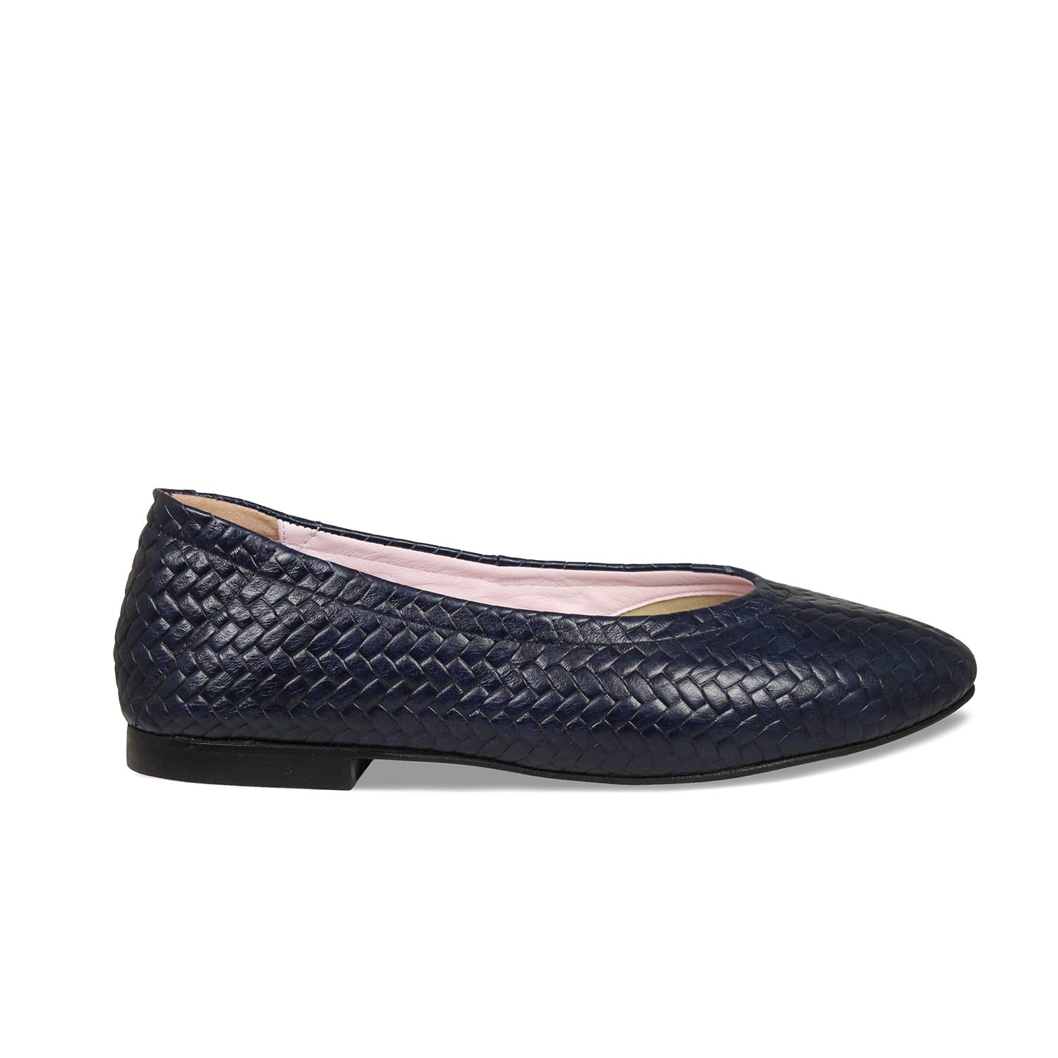 Luna: Navy Weave Leather Shoes Sole Bliss