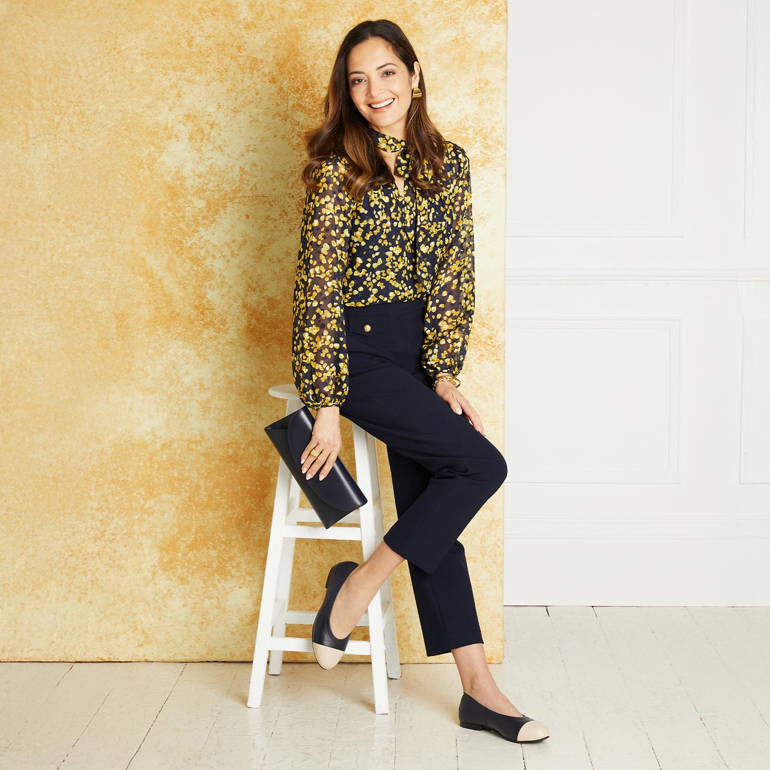 Luna: Navy & Cream Leather Shoes Sole Bliss