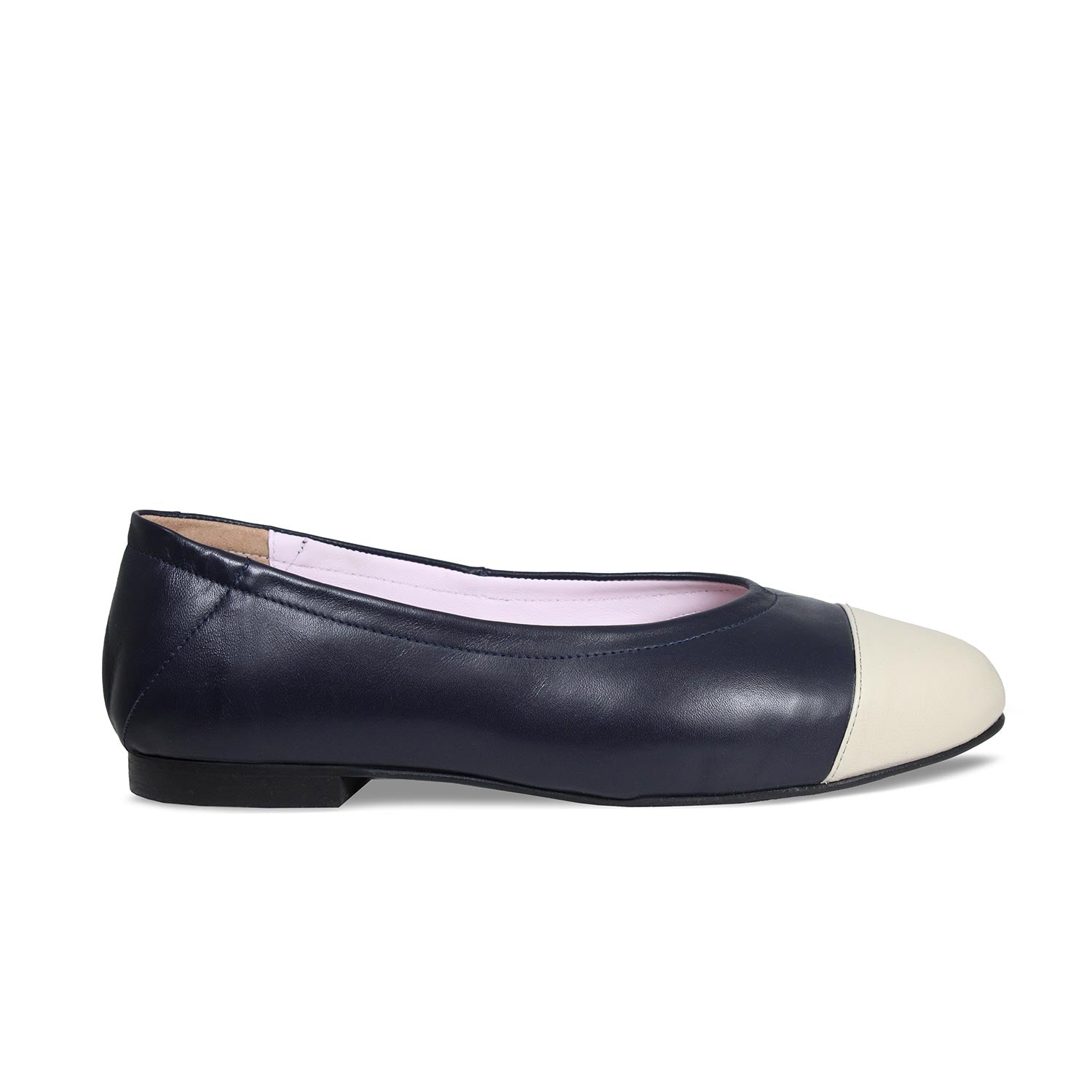 Luna: Navy & Cream Leather Shoes Sole Bliss
