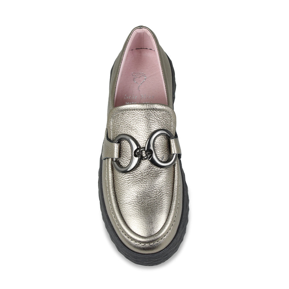 Panther Bronze Leather Metallic Loafers for Bunions Sole Bliss
