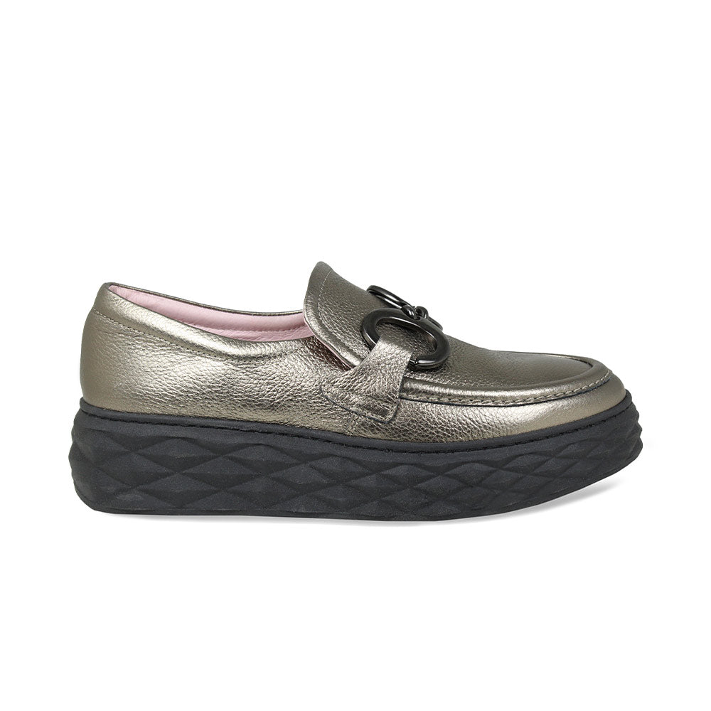 Panther Bronze Leather Metallic Loafers for Bunions Sole Bliss