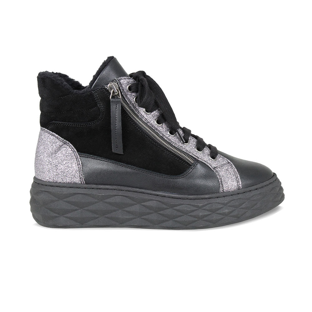 Parka Fur: Black Leather & Suede Shoes Sole Bliss