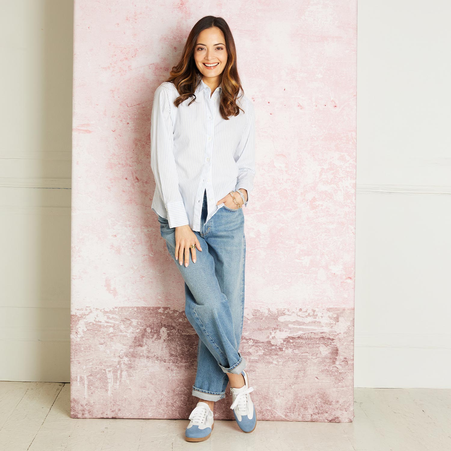 Pixie: White Leather & Denim Suede Shoes Sole Bliss