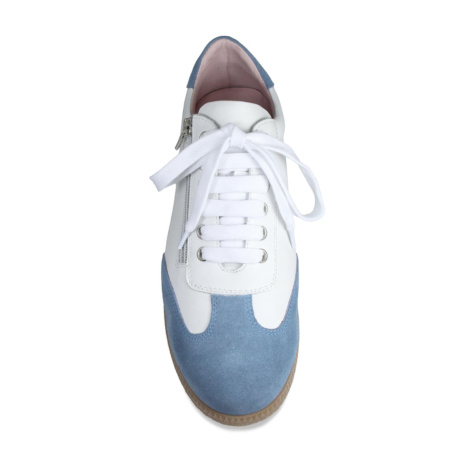 Pixie: White Leather & Denim Suede Shoes Sole Bliss