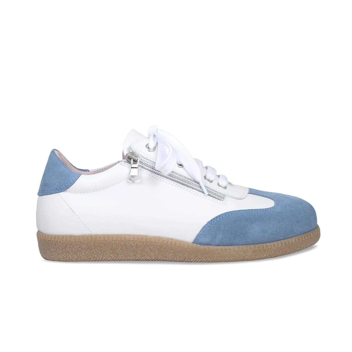 Pixie: White Leather & Denim Suede Shoes Sole Bliss