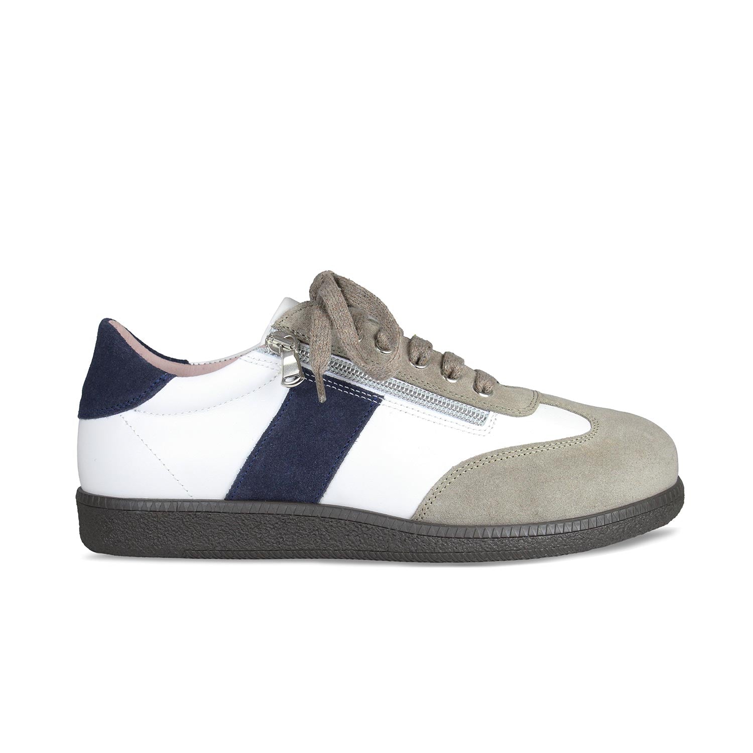 Pixie: White, Taupe & Navy Shoes Sole Bliss