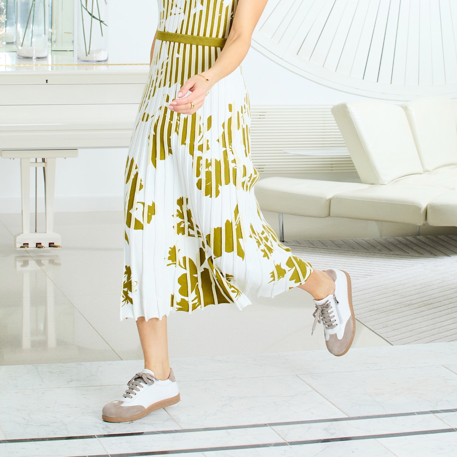 Pixie: White Leather & Taupe Suede Shoes Sole Bliss