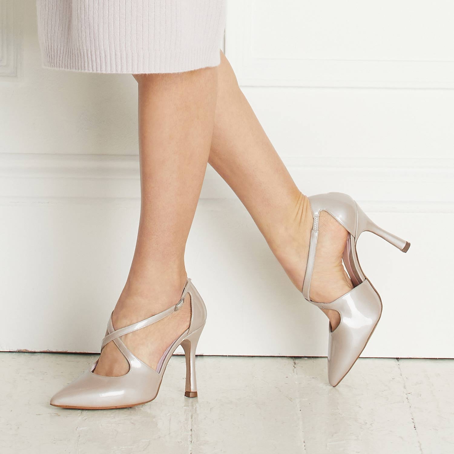 Poet: Pale Taupe Patent Leather Shoes Sole Bliss