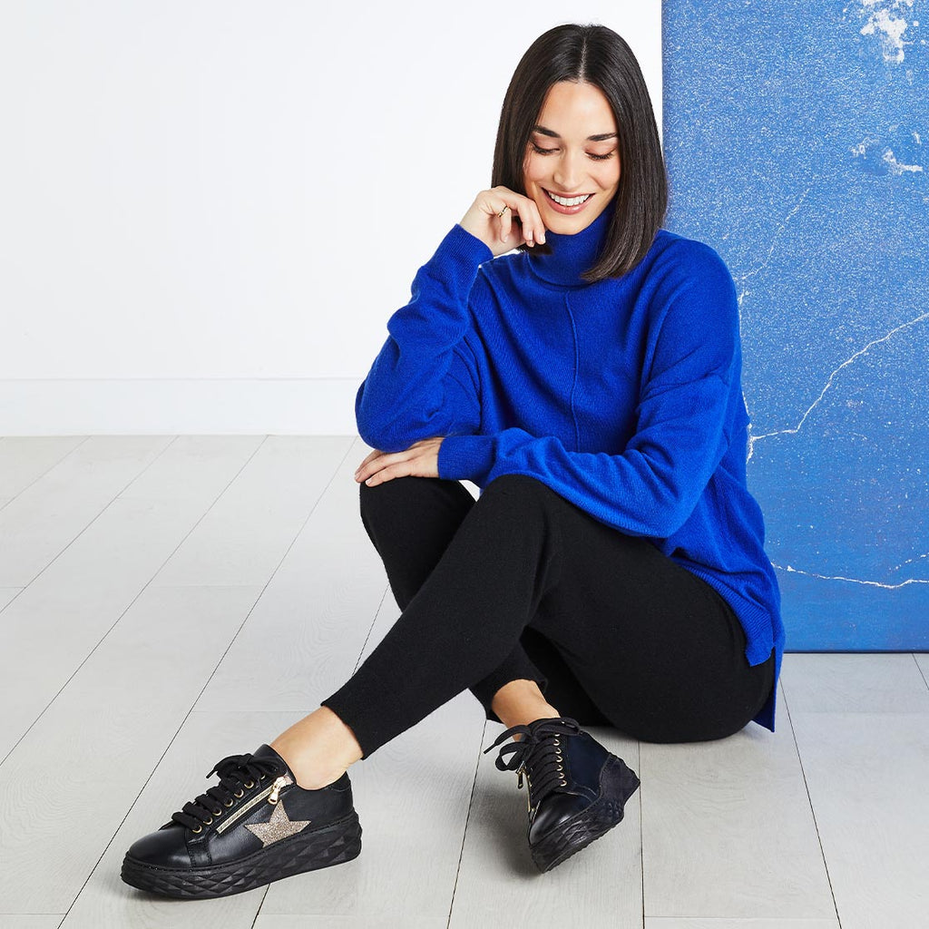 Porto Star Black & Glitz Designer Trainers for Bunions Sole Bliss