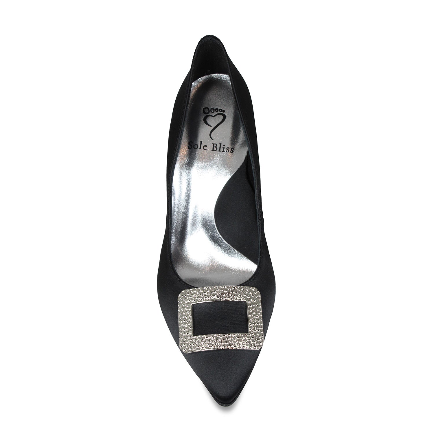 Prestige: Black Satin Shoes Sole Bliss