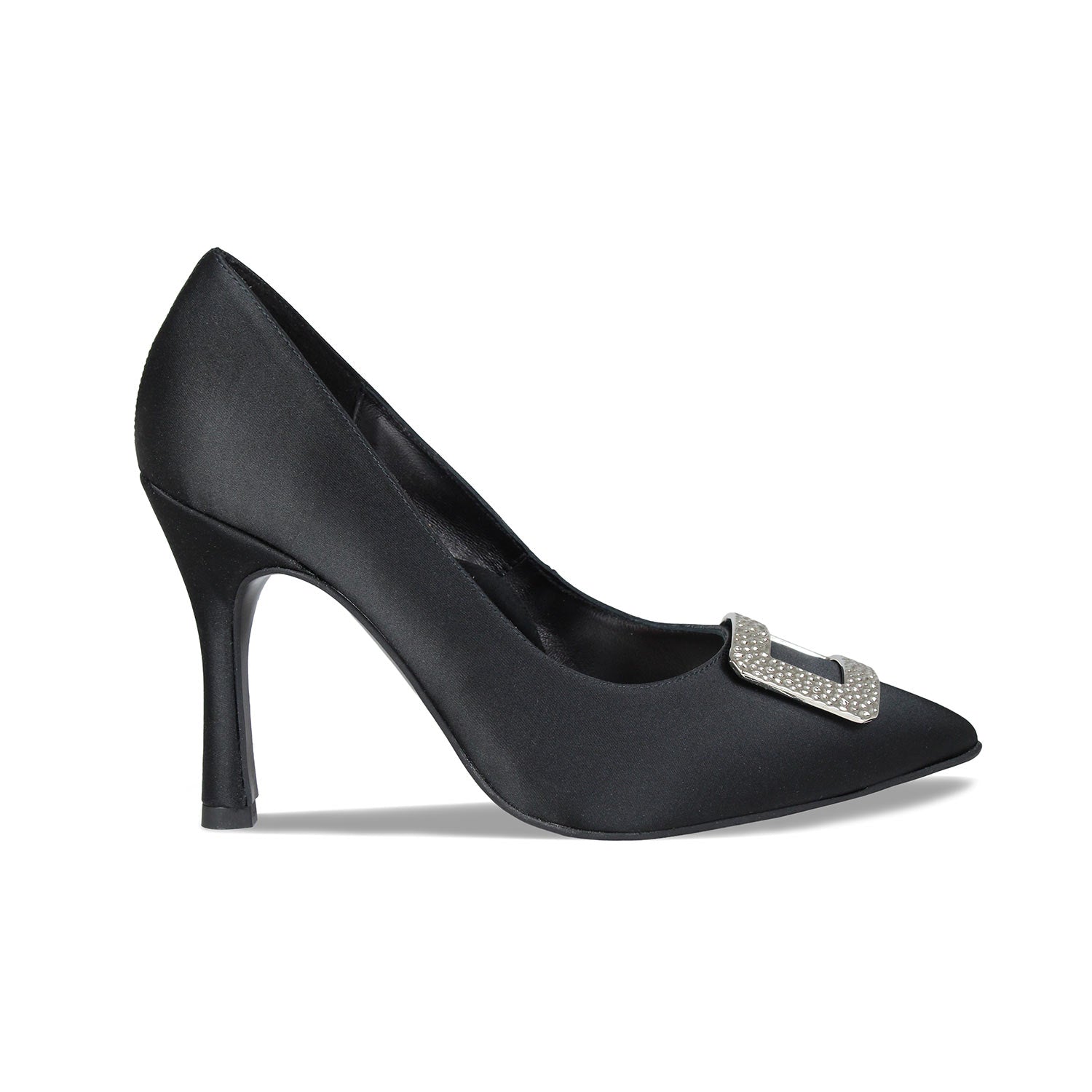 Prestige: Black Satin Shoes Sole Bliss