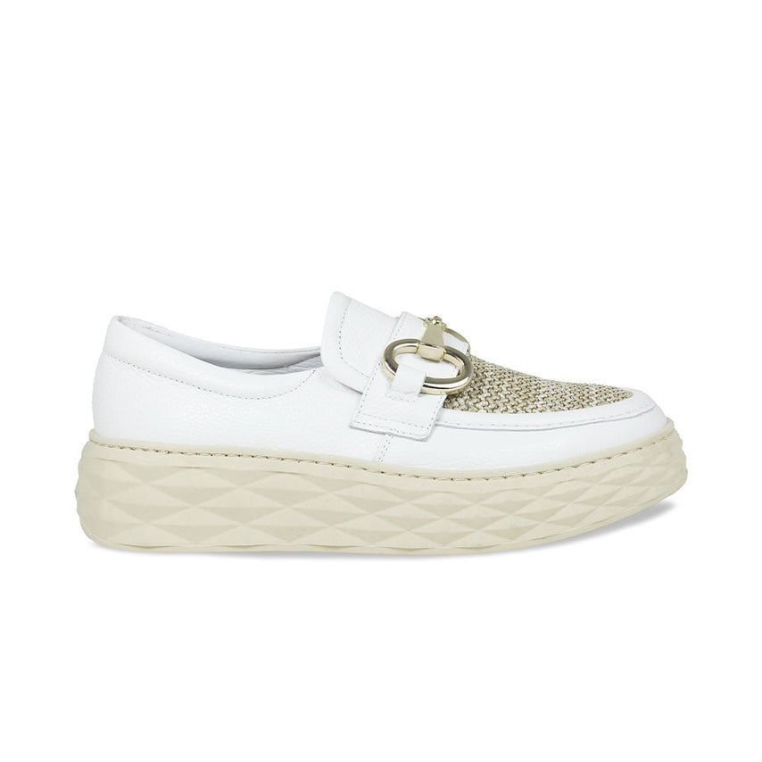 Prince: White Leather & Raffia Shoes Sole Bliss