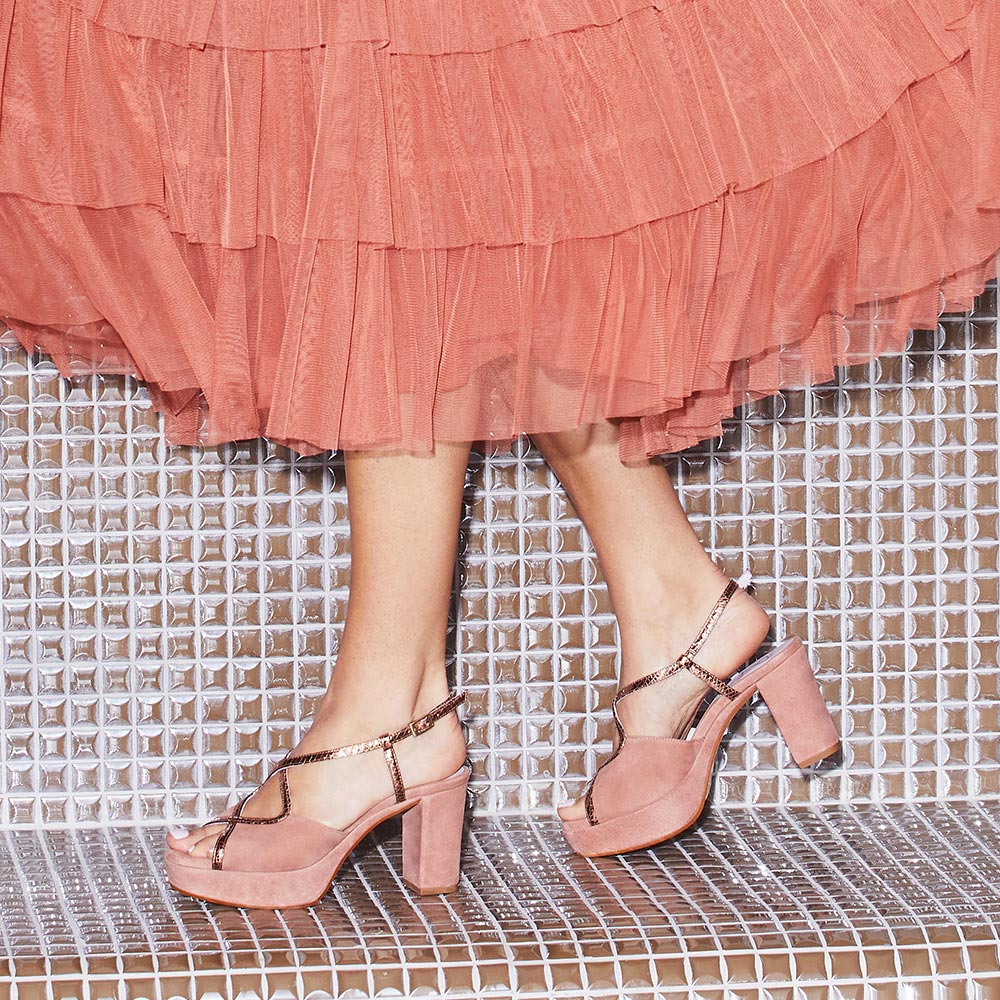 Rachel: Rose Suede & Snake Print Leather Shoes Sole Bliss