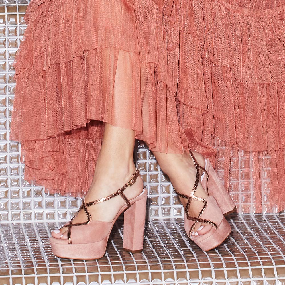 Reese: Rose Suede & Snake Print Leather Shoes Sole Bliss