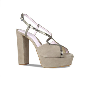 Reese: Taupe Suede & Bronze Snake Print Leather Shoes Sole Bliss