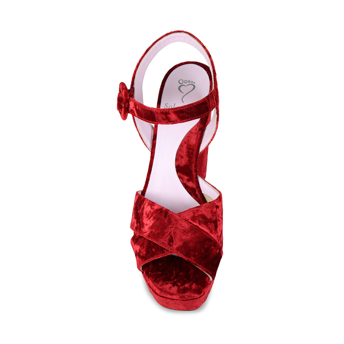 Remy: Luxe Cherry Red Velvet Shoes Sole Bliss