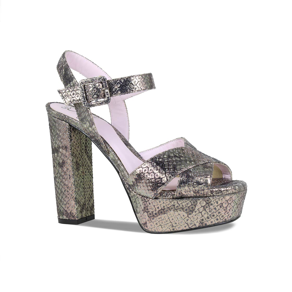 Remy: Metallic Snake Print Leather Shoes Sole Bliss