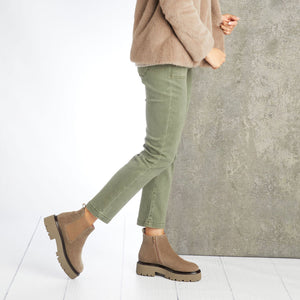 Rhea: Taupe Suede Boots Sole Bliss