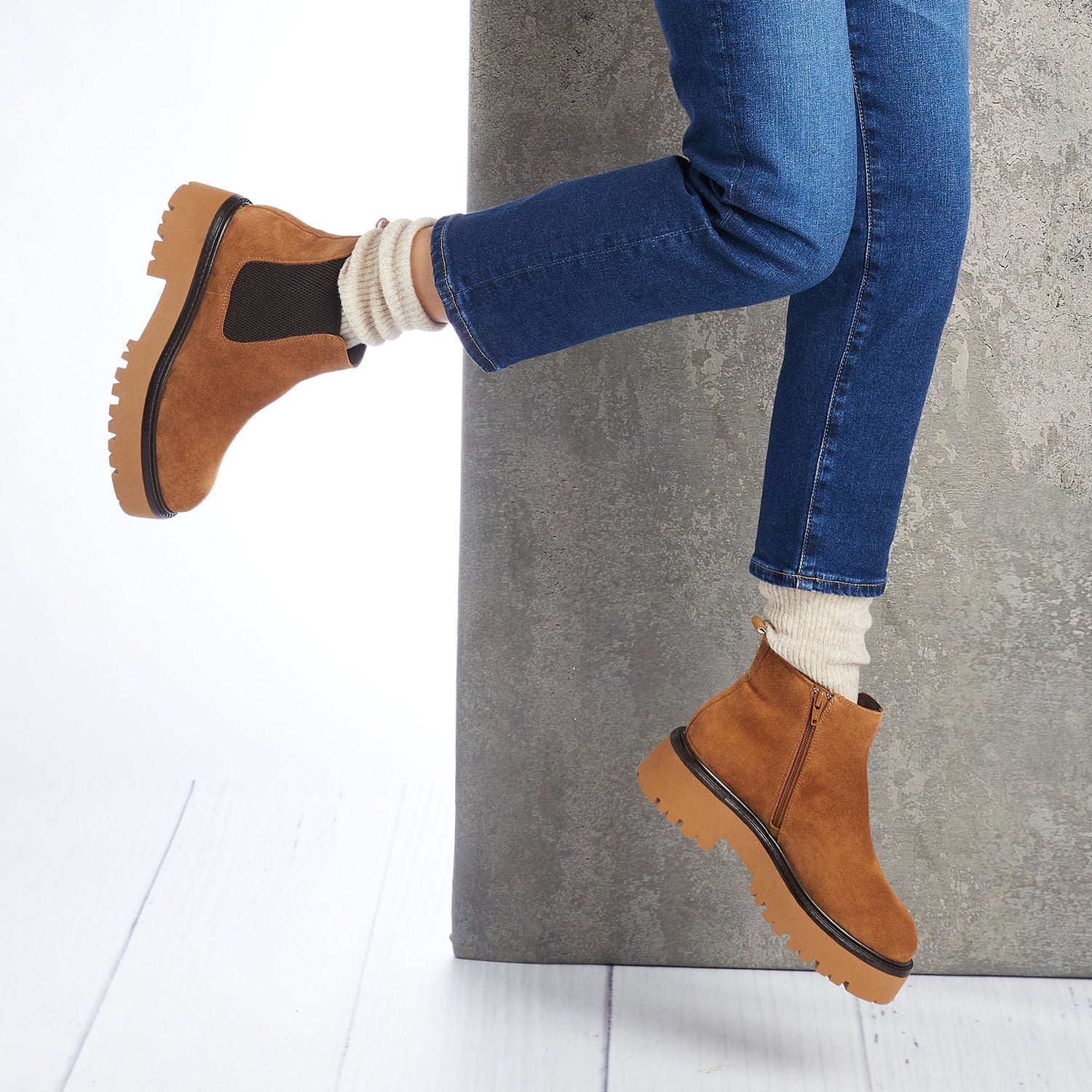 Rhea: Tan Suede Boots Sole Bliss