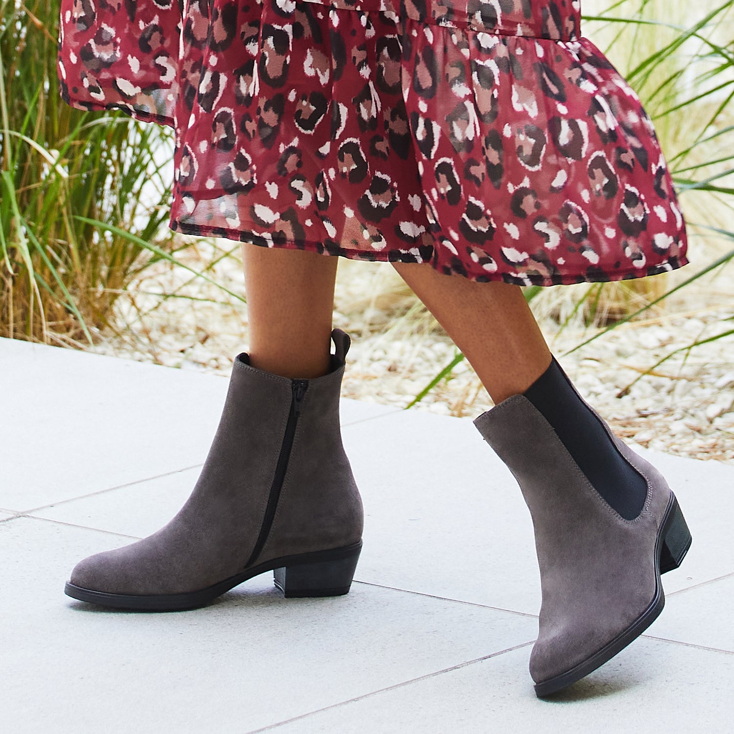 Rider: Grey Suede Boots Sole Bliss