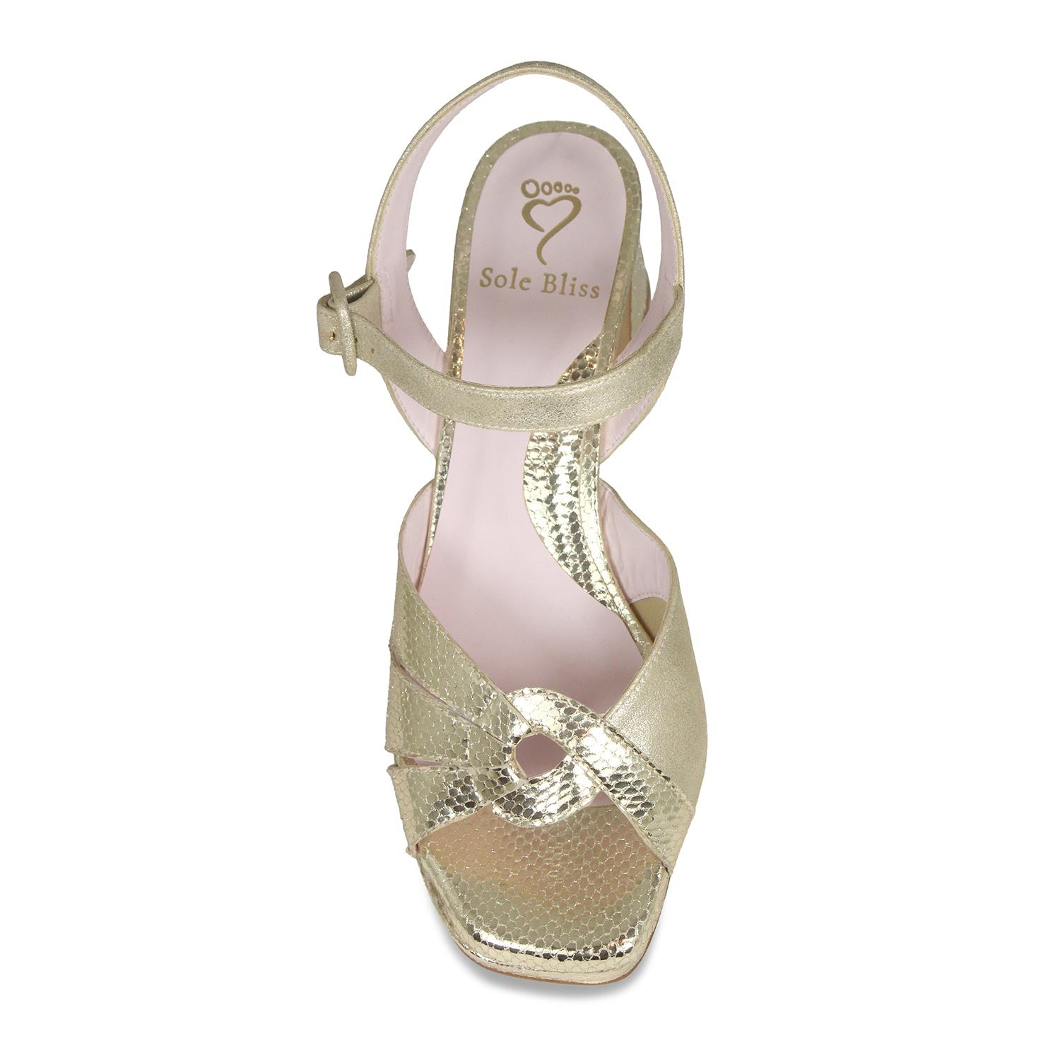 Roberta: Pale Gold Suede & Snake Shoes Sole Bliss