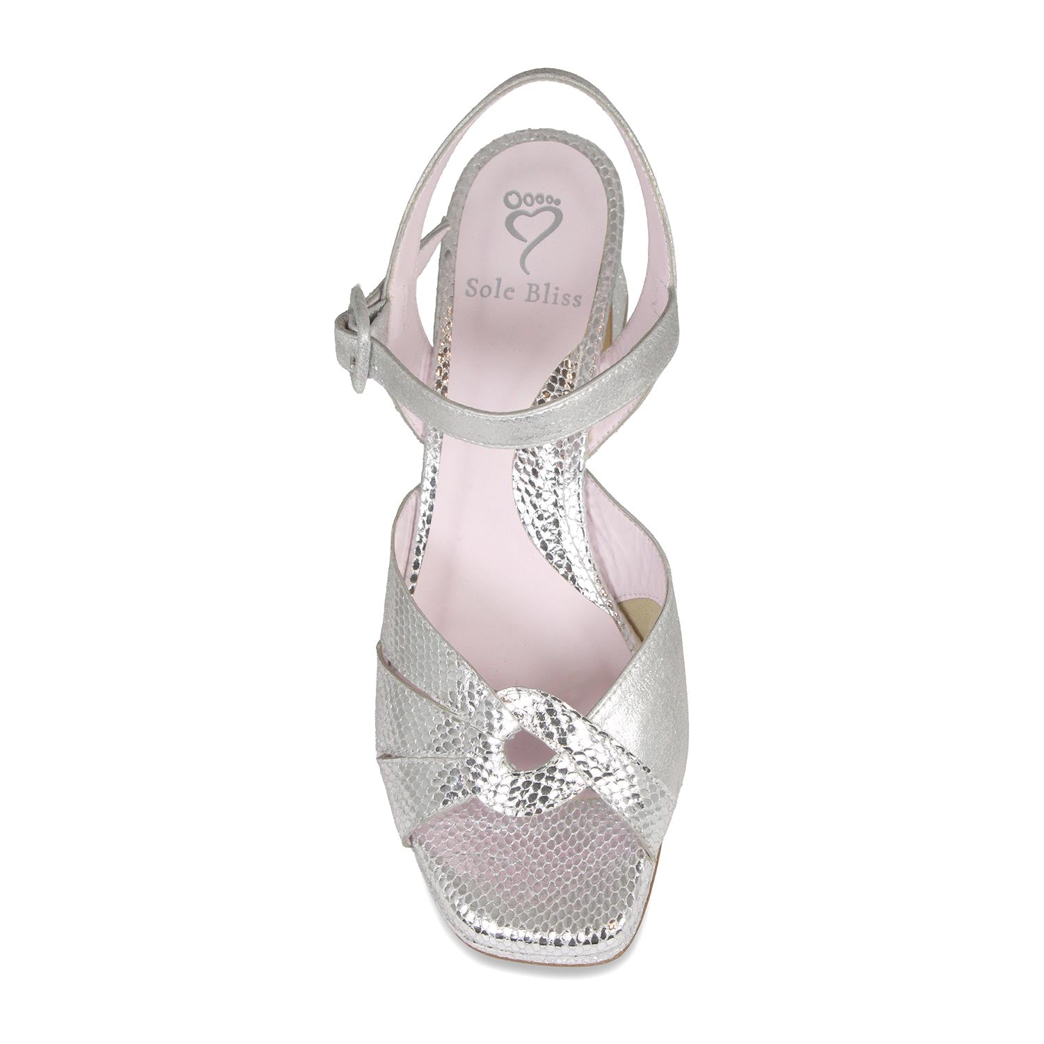 Roberta: Silver Suede & Snake Shoes Sole Bliss