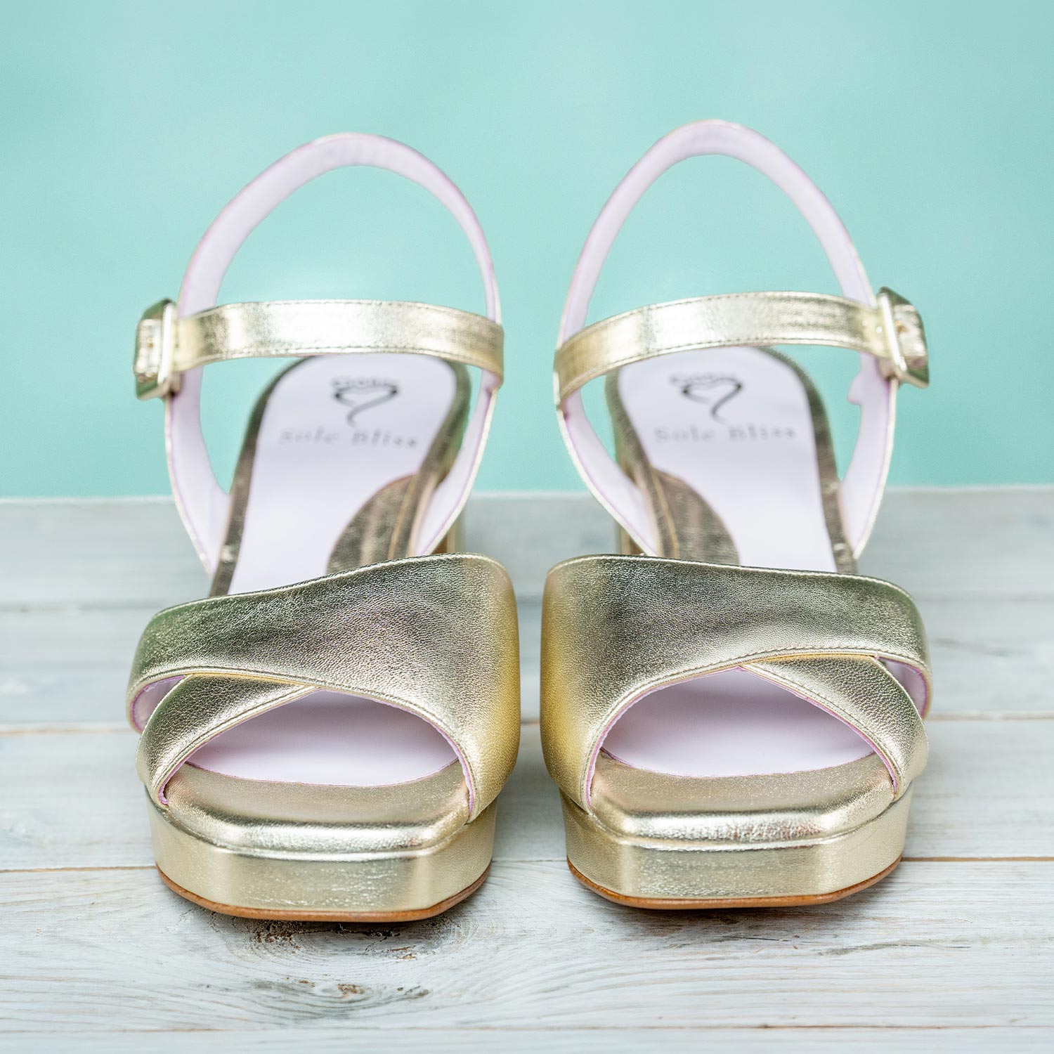 Ronnie: Gold Leather Shoes Sole Bliss