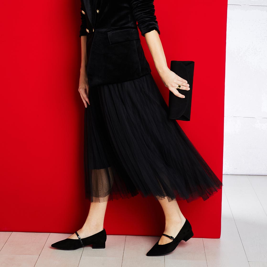 Savannah: Black Suede & Patent Shoes Sole Bliss