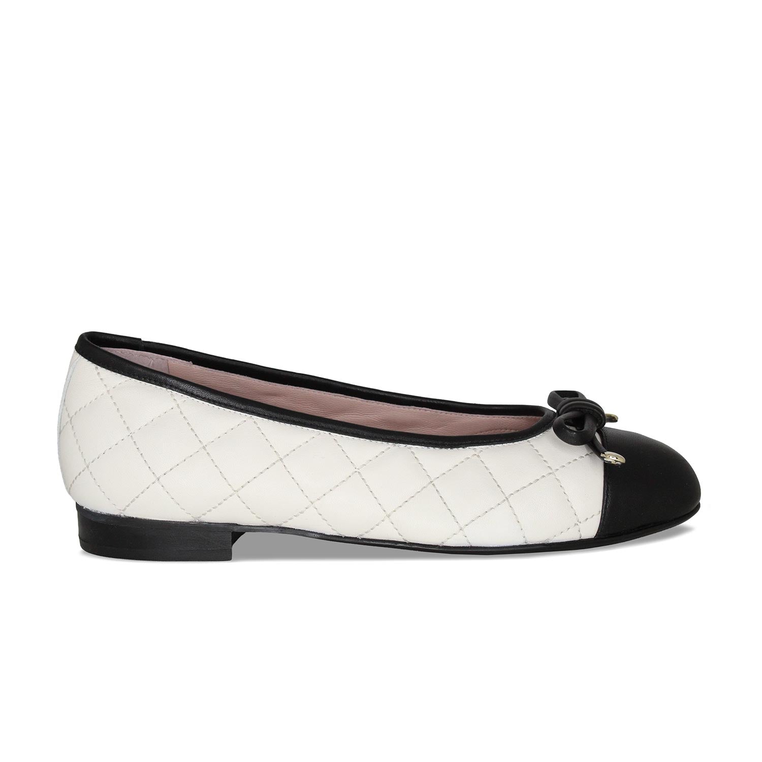 Royal: Ivory Quilted Leather & Black Leather Shoes Sole Bliss