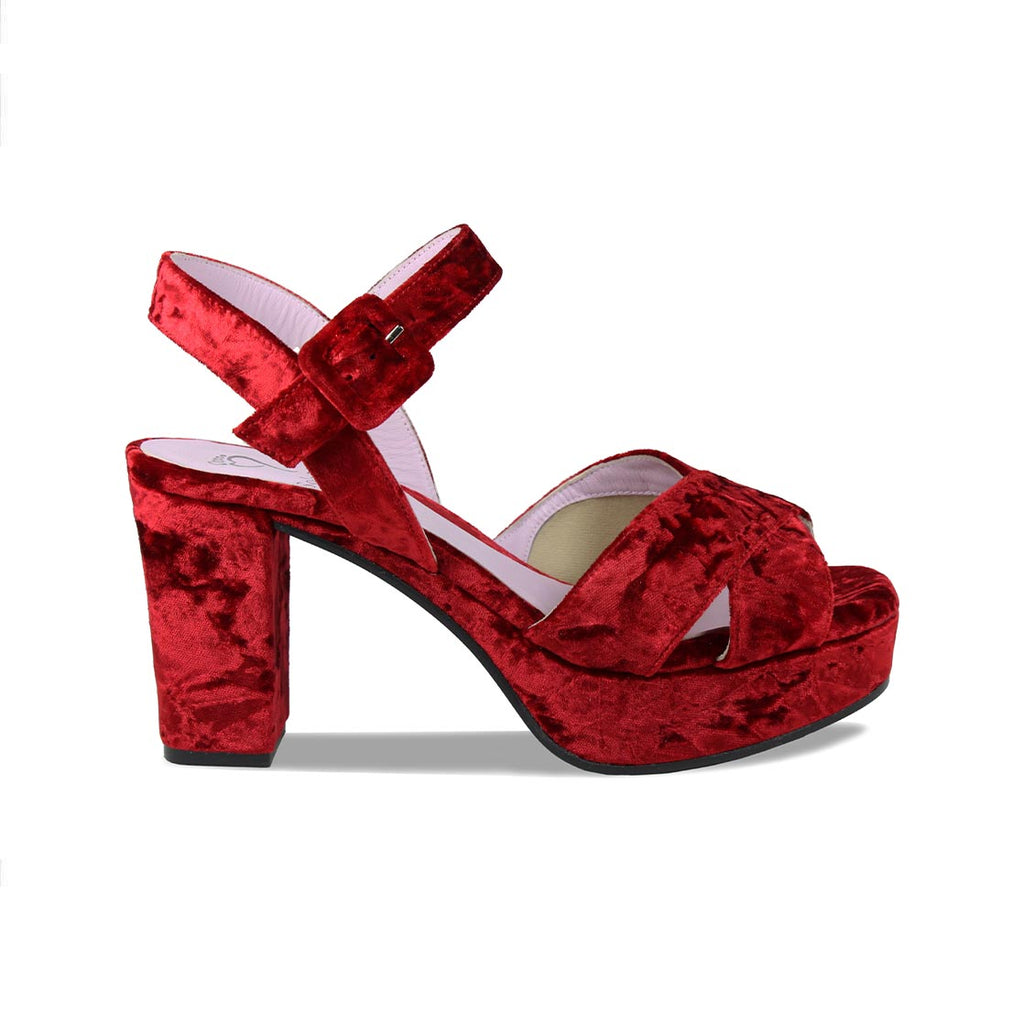 Ruby Cherry Velvet Platform Pumps for Bunions Sole Bliss