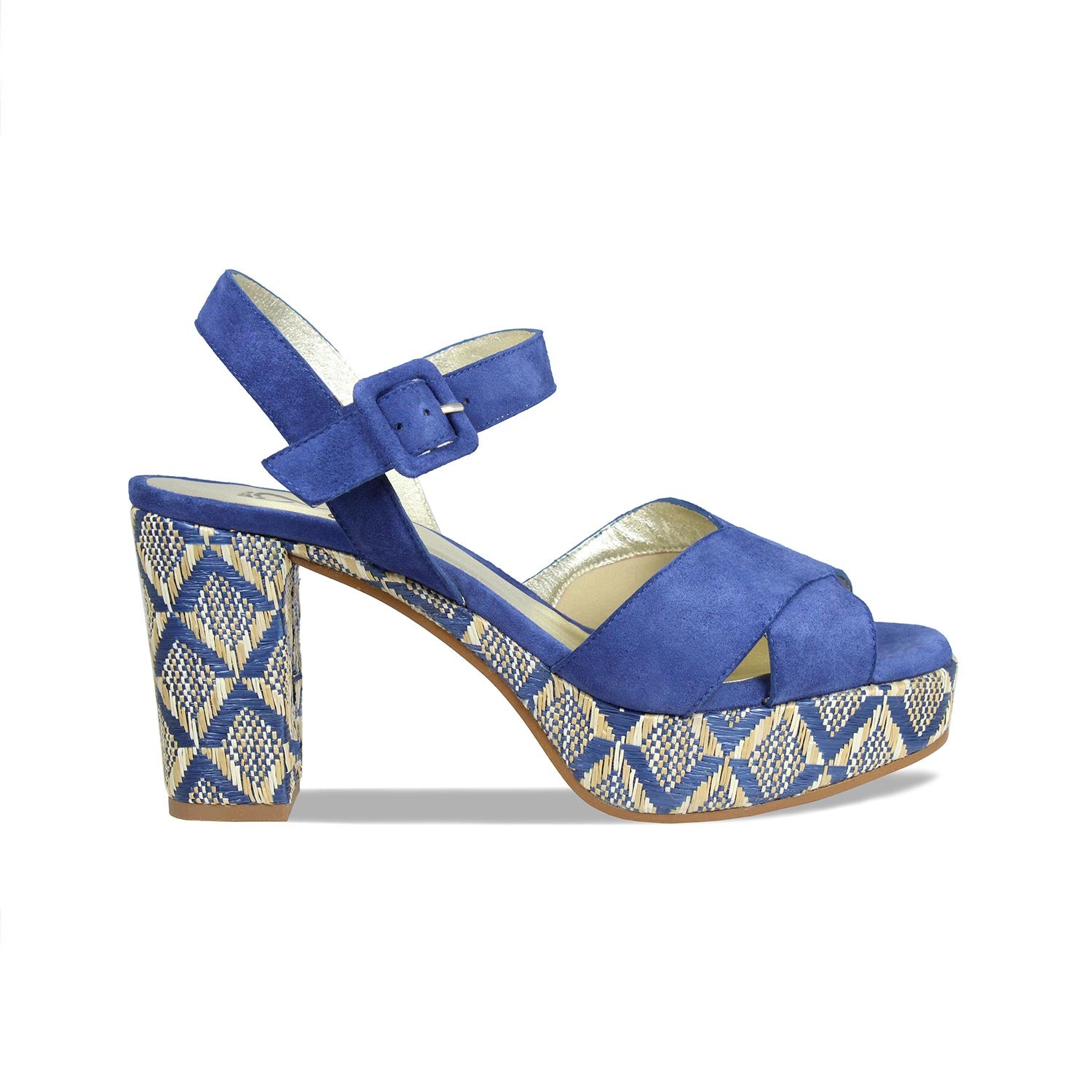 Ruby: Denim Suede & Raffia Shoes Sole Bliss