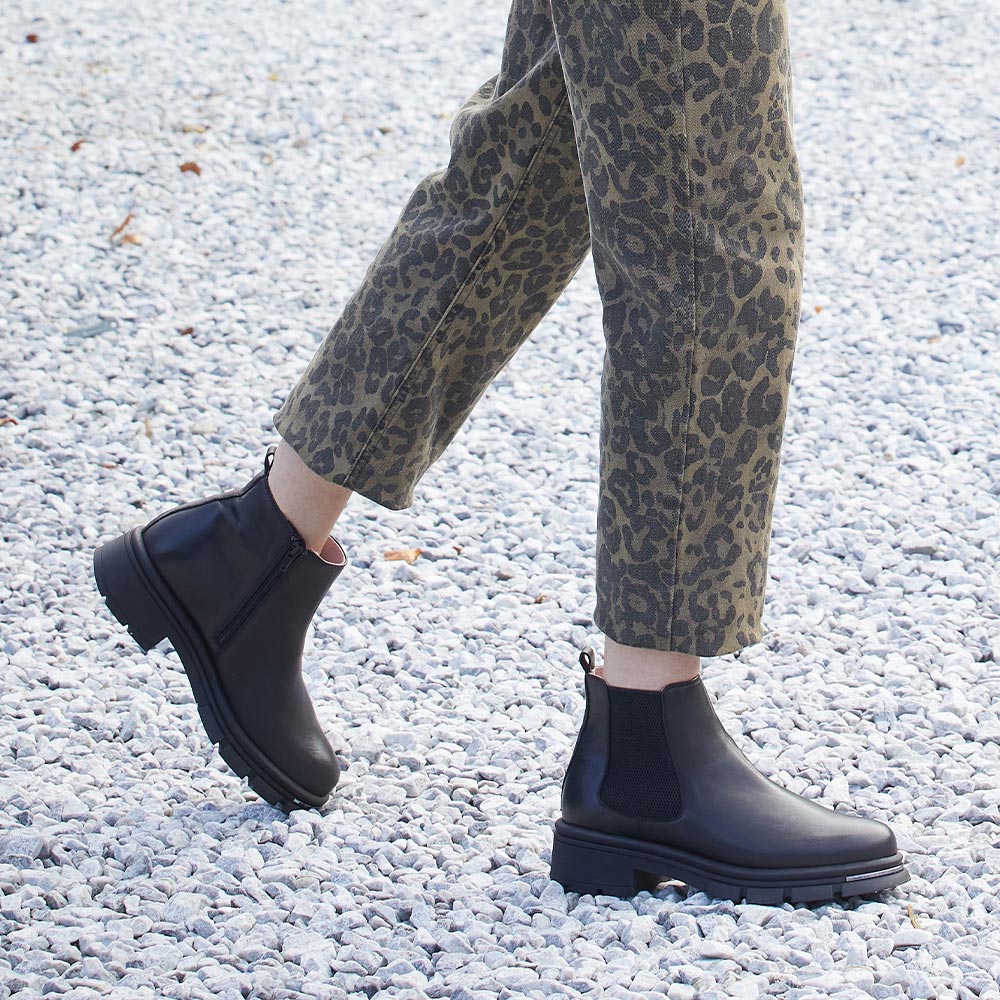 Runway: Black Leather & Gunmetal Boots Sole Bliss