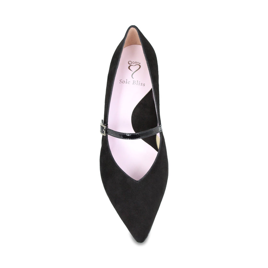 Savannah: Black Suede & Patent Shoes Sole Bliss