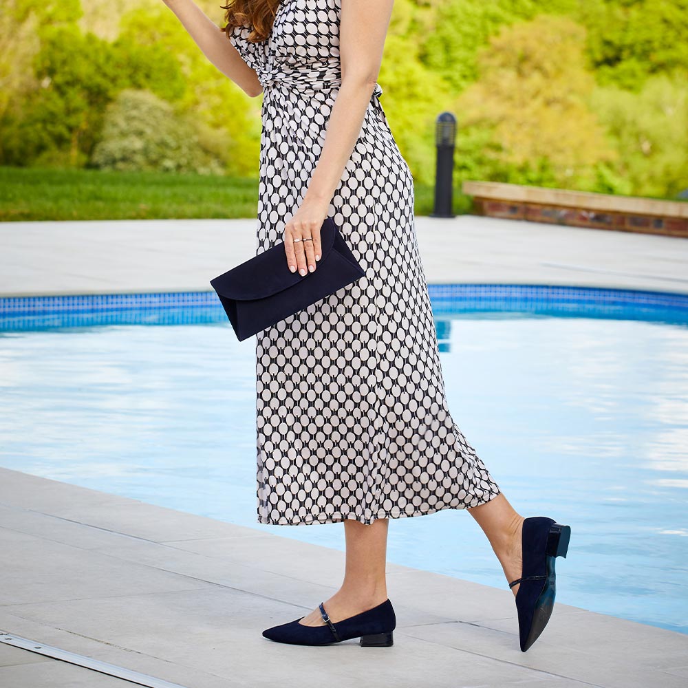 Savannah: Navy Suede & Patent Shoes Sole Bliss