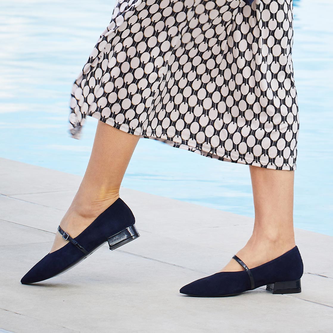 Savannah: Navy Suede & Patent Shoes Sole Bliss