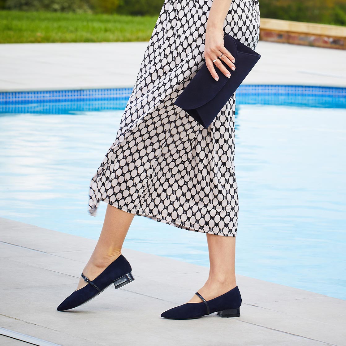 Savannah: Navy Suede & Patent Shoes Sole Bliss