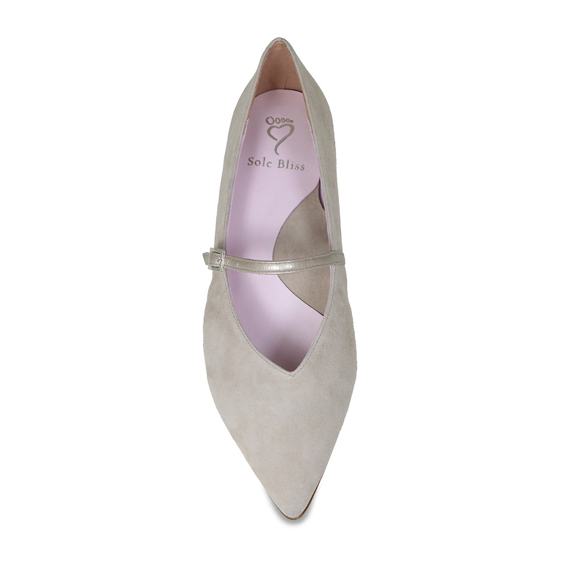 Savannah: Pale Taupe Suede & Patent Shoes Sole Bliss