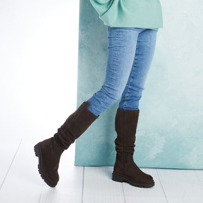 Sloane: Chocolate Brown Suede Boots Sole Bliss