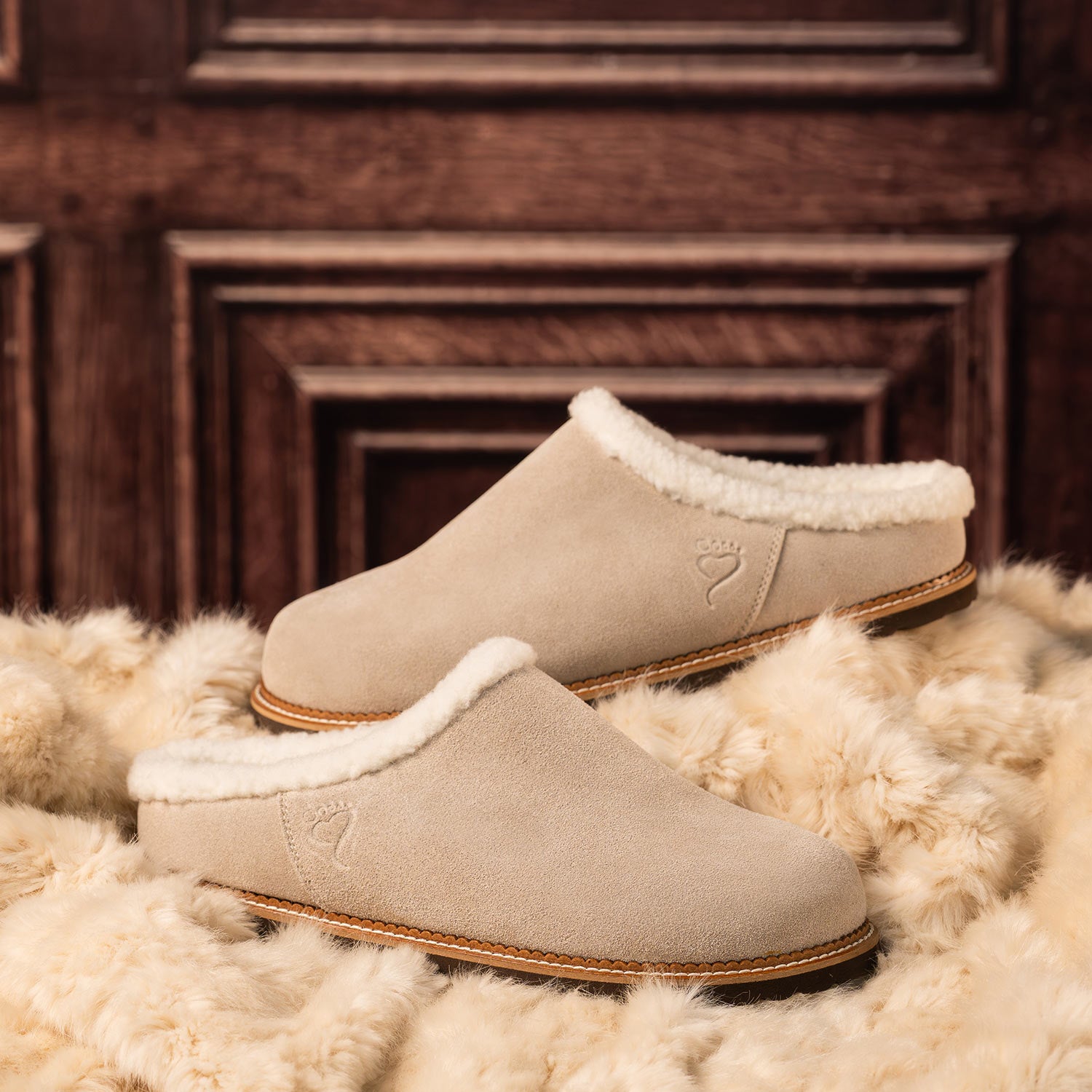 Snug: Cream Suede & Wool Shoes Sole Bliss